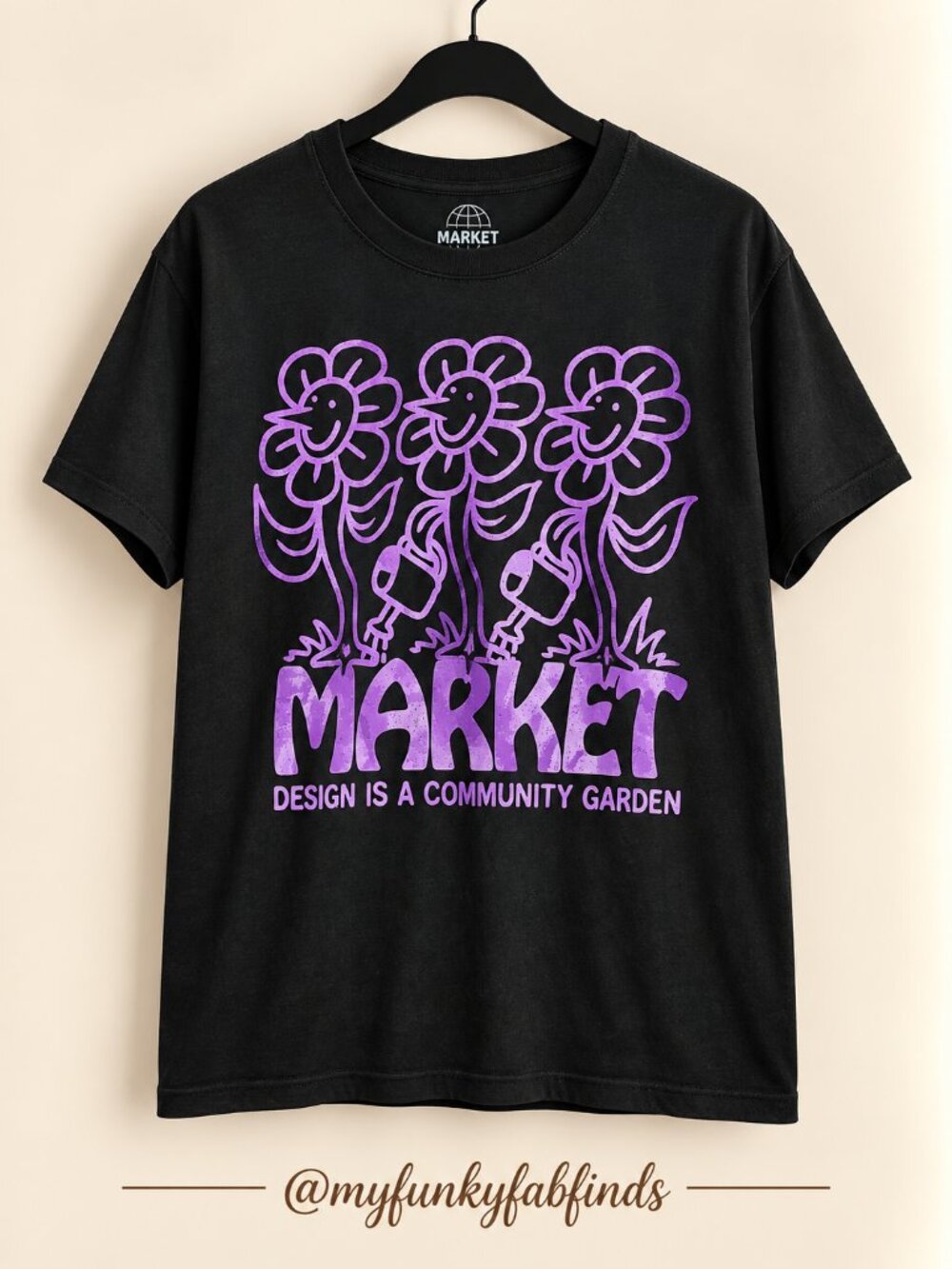 MARKET Community Garden Flower Graphic Tee Black Purple Size 2XL NWT